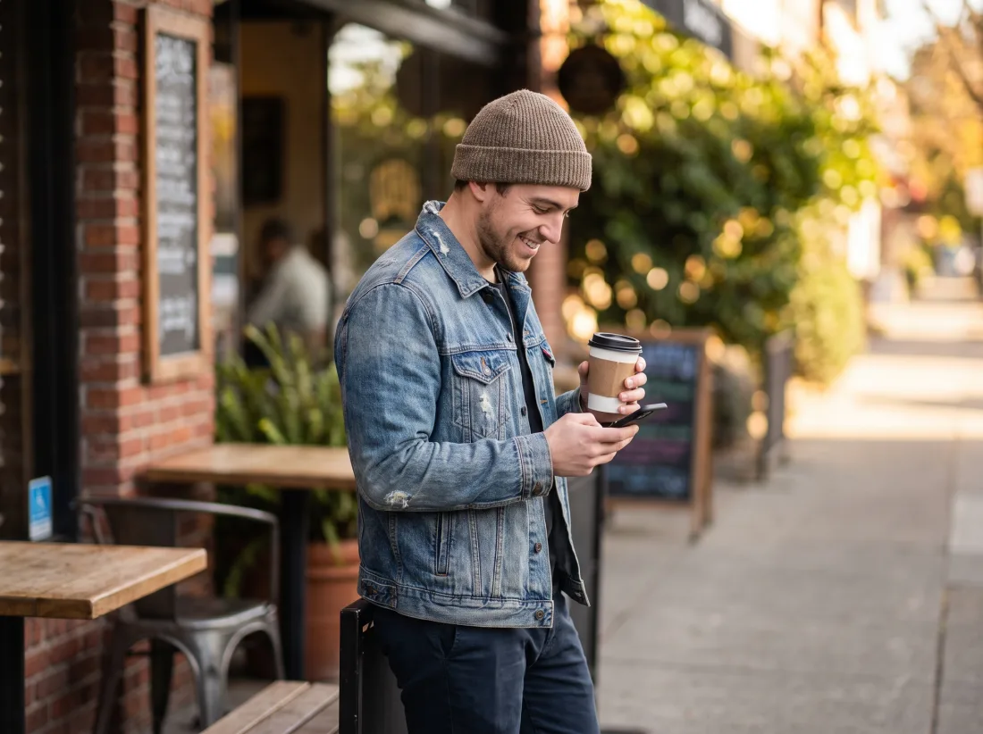 A customer reading a reminder text on their phone